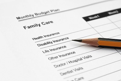 Family budget plan including different types of insurance