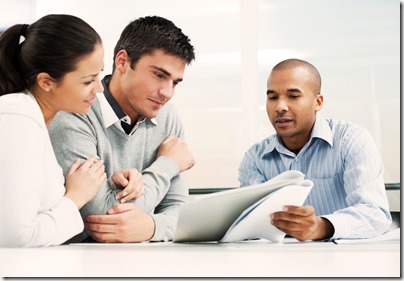Young couple meeting with a insurance broker