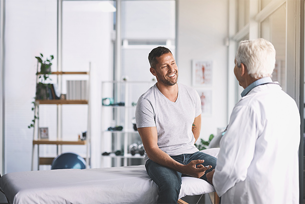 Cropped shot of a senior doctor giving his male patient a thorough checkup during his consultation
