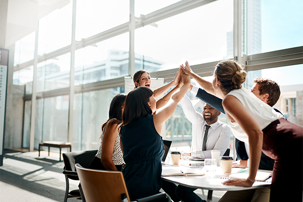 Group of people having meeting and disscusing at the office