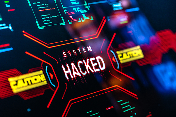 An abstract image representing a screen with security padlocks on it. Most padlocks are closed and show as blue, representing a secure system. Except one which is open and shows in red, representing an insecure system, breach or intrusion. The image symbolizes an attempt at intrusion on a secure system grid.