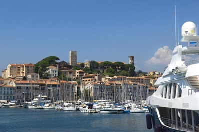 Yachts docked in a french port in the mediterranean
