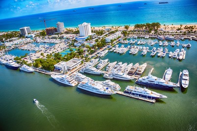 Yachts docked in Fort Lauderdale, FL in the U.S.